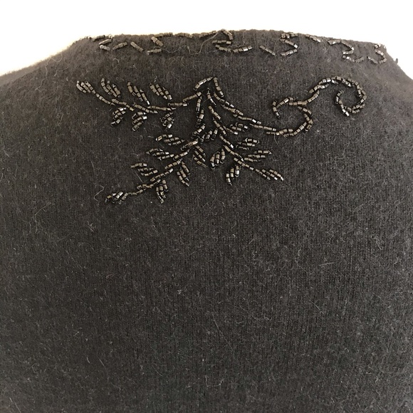 Rare vintage M black beaded cardigan. EUC - Picture 8 of 11